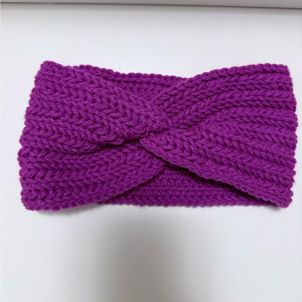 Chic Purple Knit Turban Headband